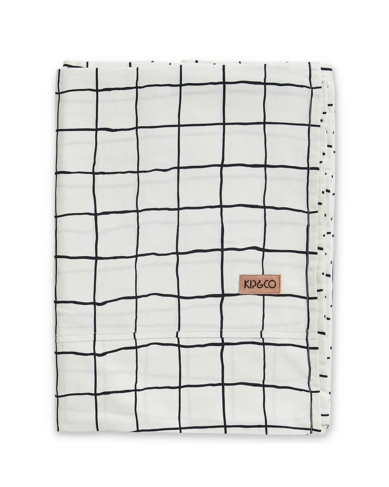 Check 1-2 White And Black Organic Cotton Flat Sheet