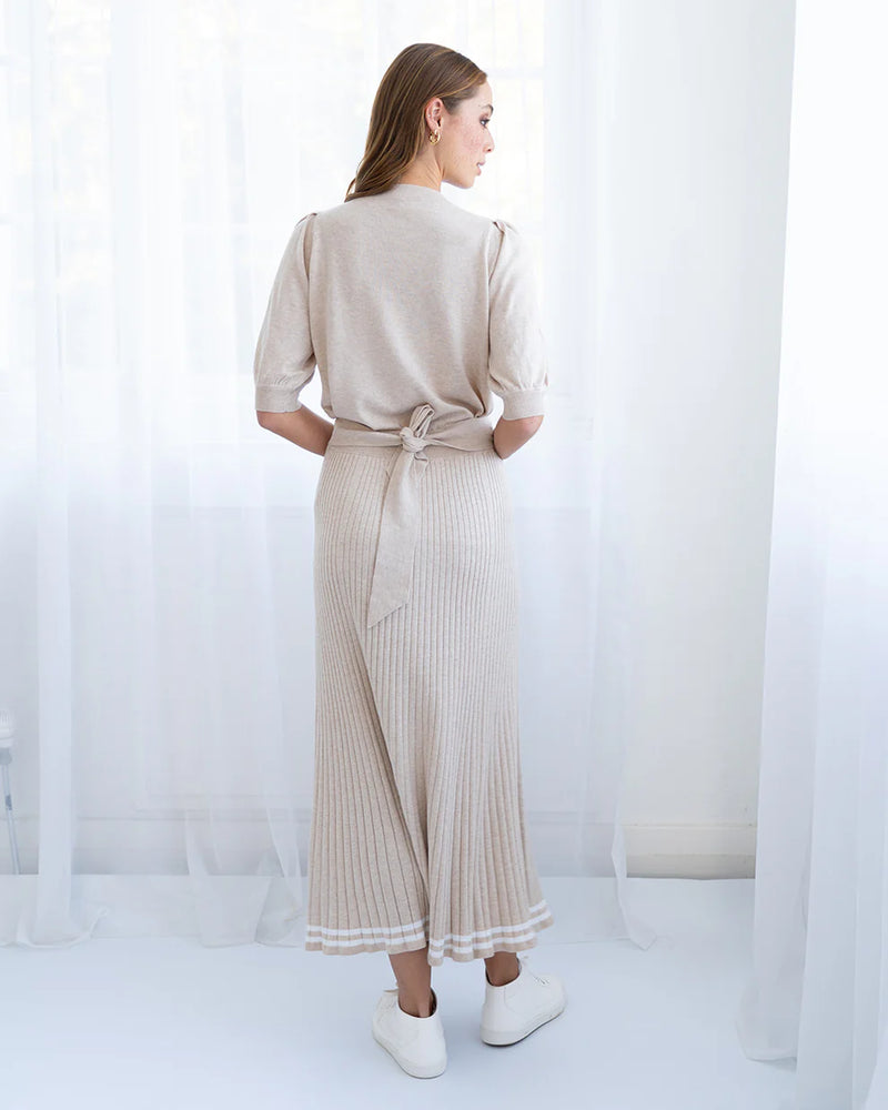 Rebecca Knit Skirt - Sandstone/Chalk