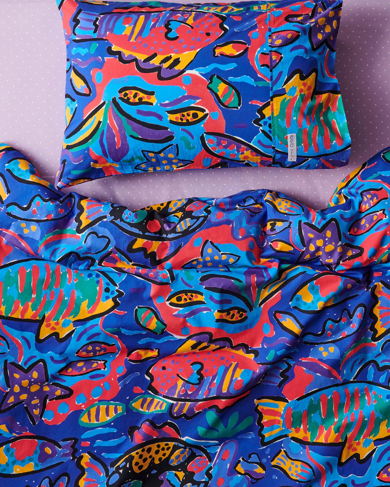KIP&CO X KEN DONE TROPICAL FISH ORGANIC COTTON QUILT COVER