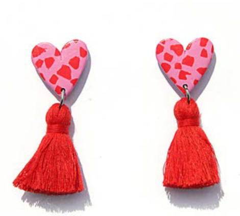 Terrazzo Heart Tassels Earrings