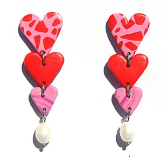 Red Heart Drops Earrings