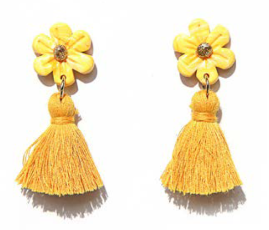 Yellow Flower Tassels Earrings