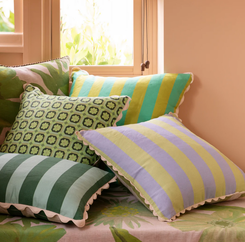 Bold Stripe Blue Lime Cushion