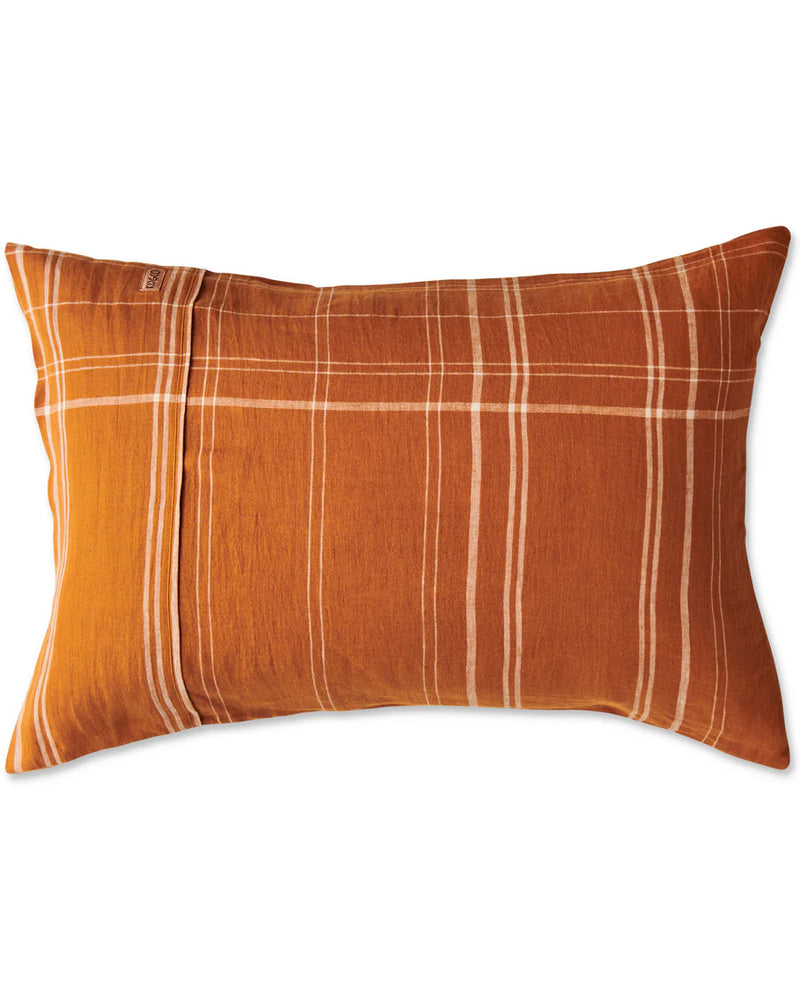 Santa Monica Pecan Tartan Linen Pillowcases