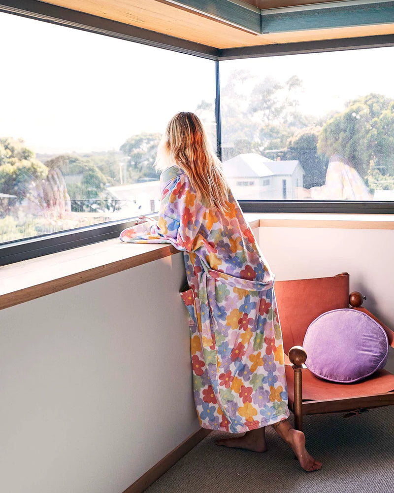 PAPER DAISY PRINTED TERRY BATH ROBE