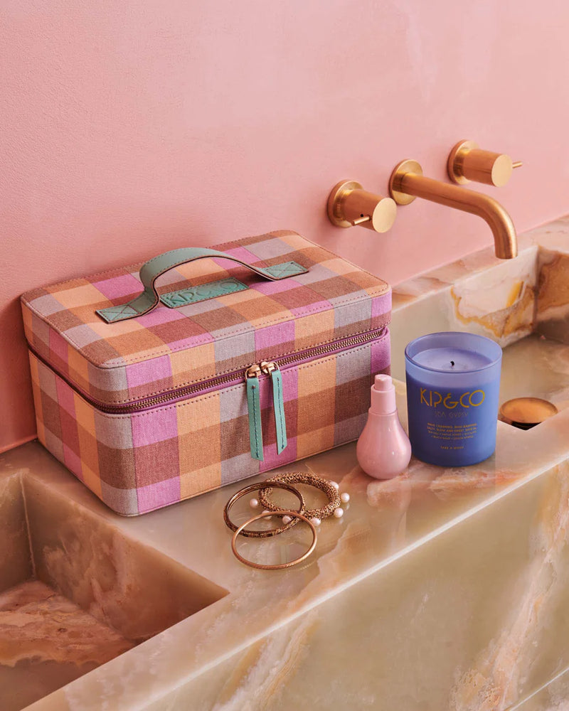 SHERBET TARTAN TOILETRY CASE
