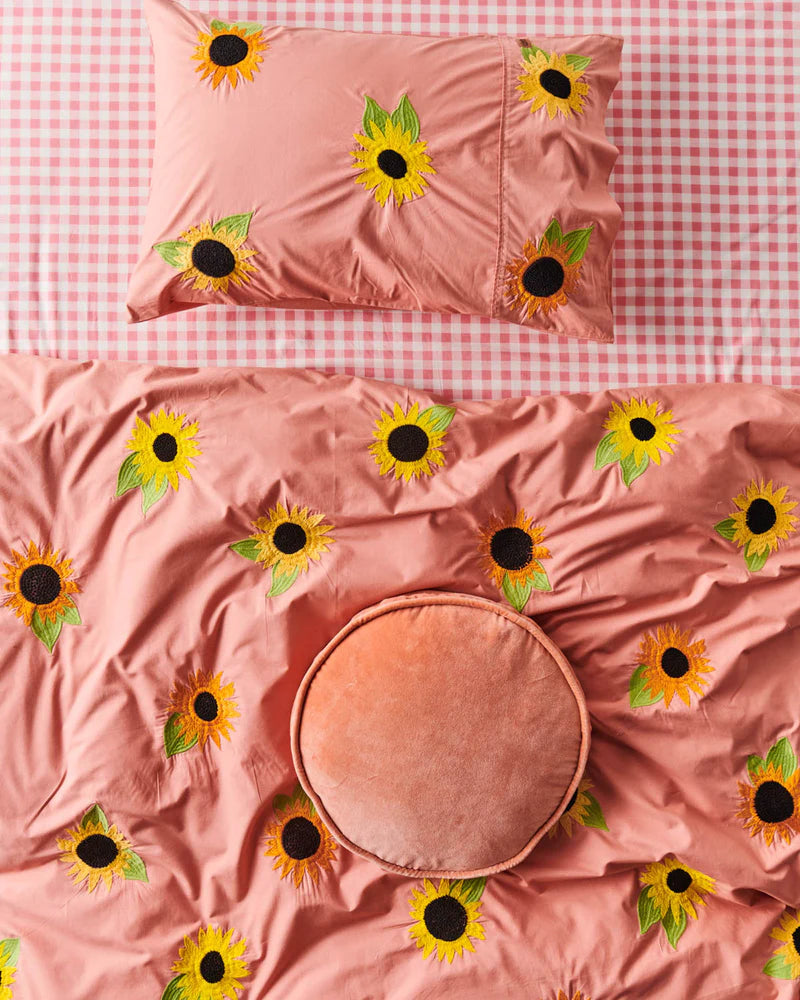 SUNFLOWER SUNSHINE EMBROIDERED COTTON QUILT COVER