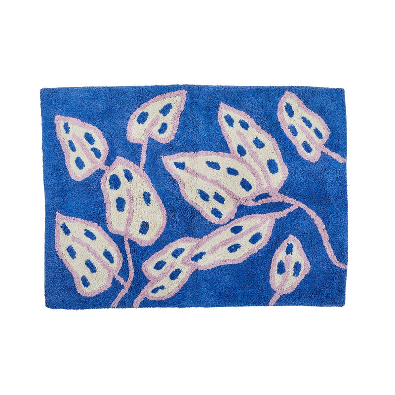 Spotted Begonia Blue Bath Mat