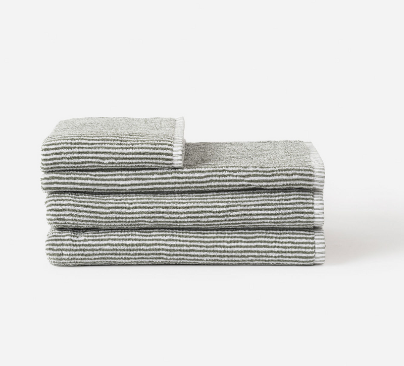 Olive/White Stripe Cotton Bath Towel Range